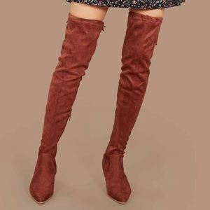 Red over the knee suede boots!